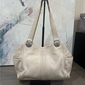 Brighton Analisa Cream Pebbled Leather Purse Satchel Bag
